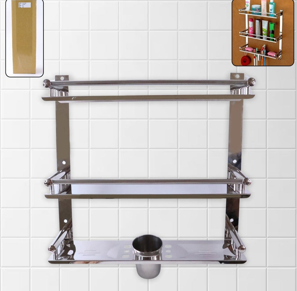 Bathroom Shelf Rack Stainless Steel - cup holder detail