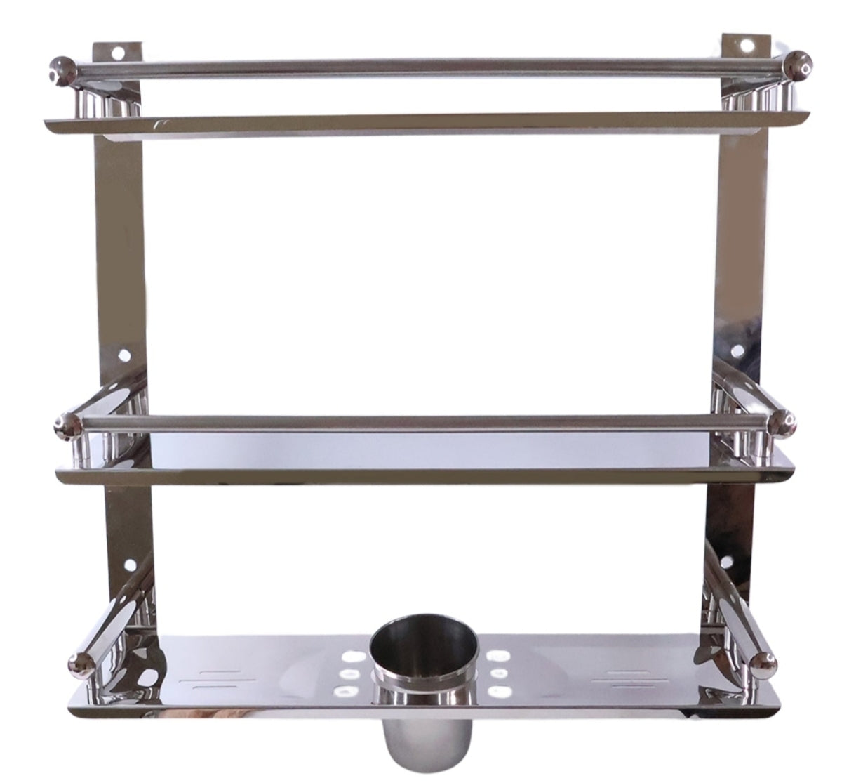 Bathroom Shelf Rack Stainless Steel - 3 tier front view