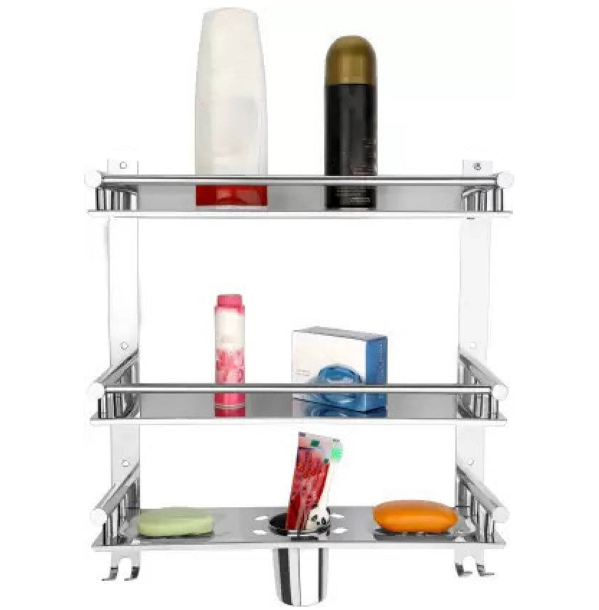 Bathroom Shelf Rack Stainless Steel - wall mounted wood background
