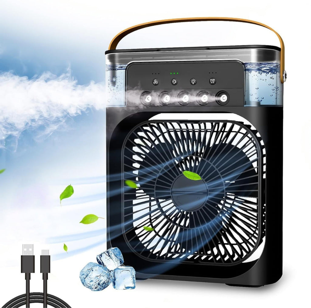 Portable Air Cooler Fan - product with mist and ice cubes