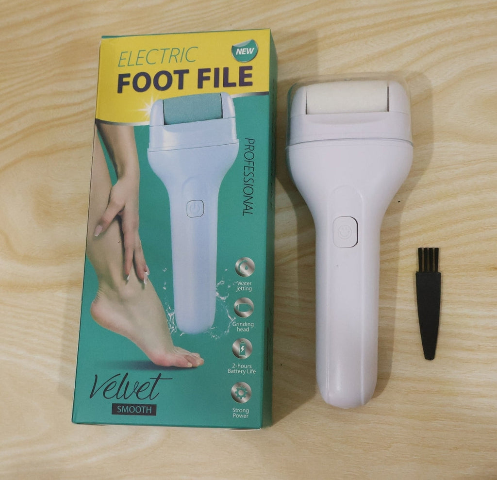Electric Foot File Callus Remover - in use on heel