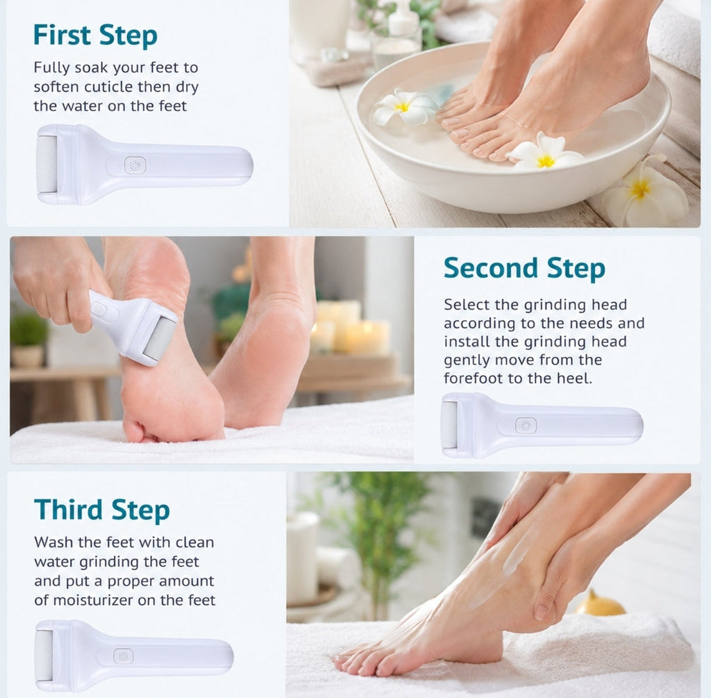 Electric Foot File Callus Remover - in use close up