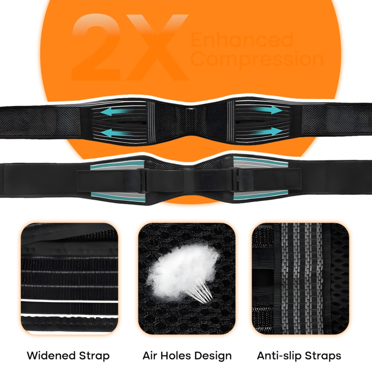 Lower Back Support Belt - widened strap and air holes