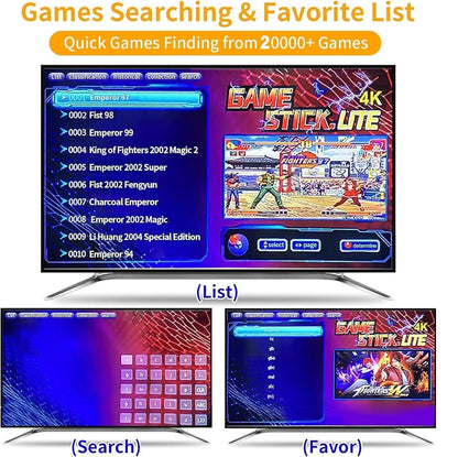 Game search and favorite list on 20000+ game retro console