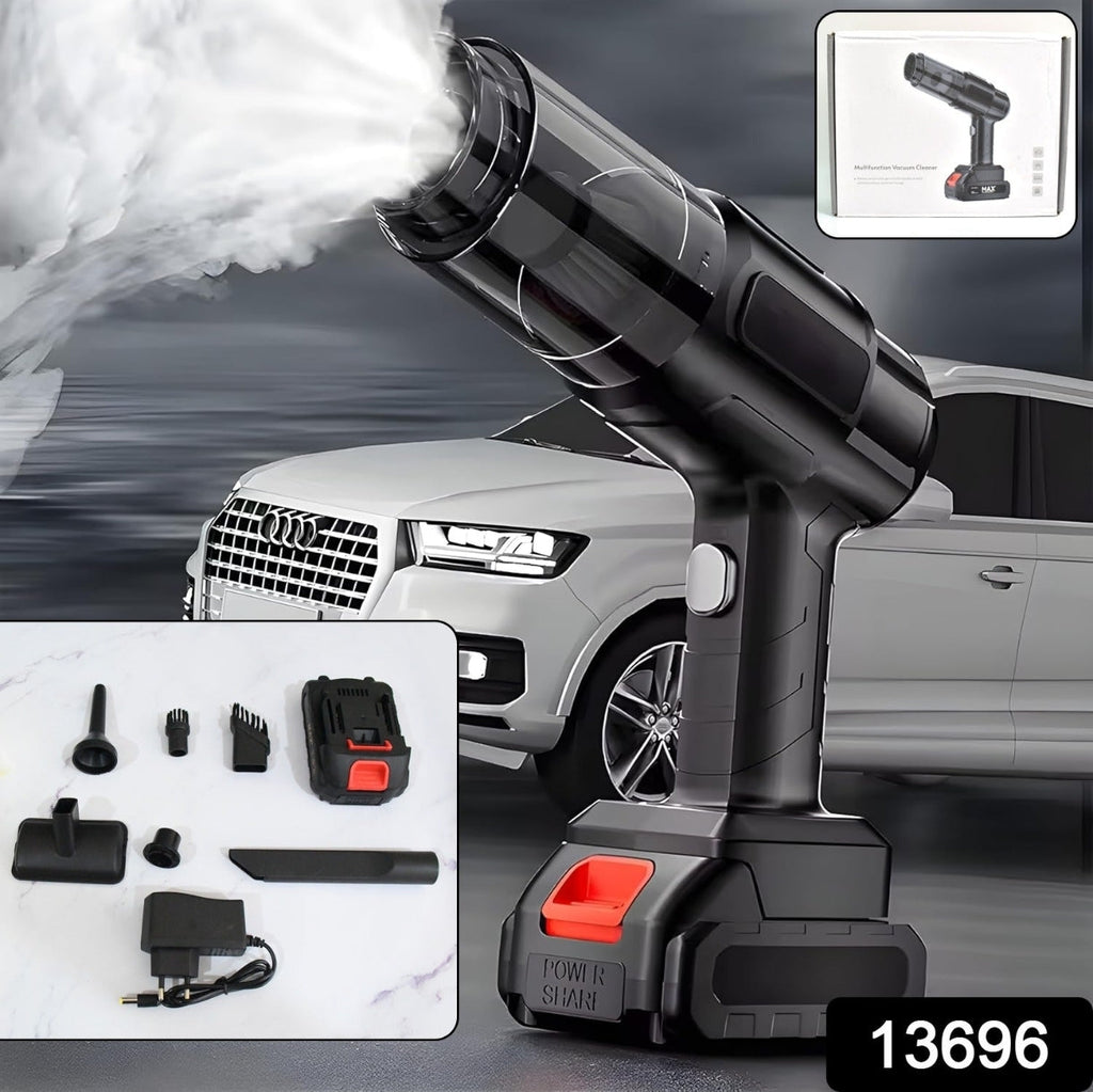 Wireless Handheld Vacuum Cleaner - product with attachments dark background