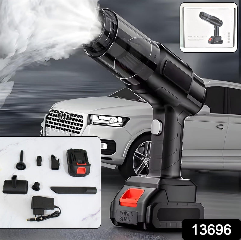 Wireless Handheld Vacuum Cleaner - product with attachments dark background